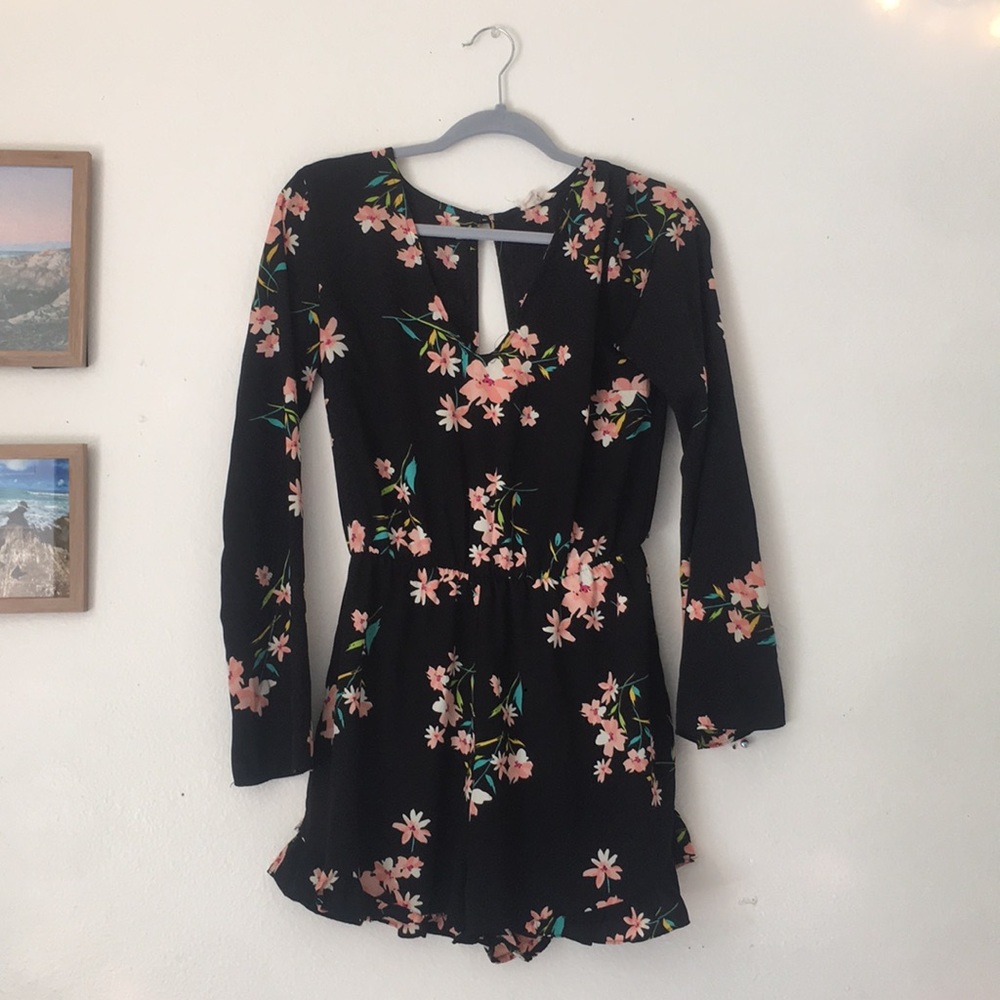 Black floral romper
